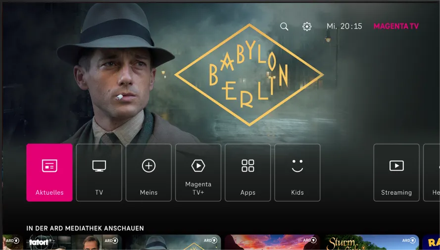MagentaTV Bedienoberfläche mit Schnellstartleiste